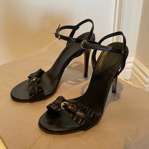 Gucci black leather high heel sandals size 5